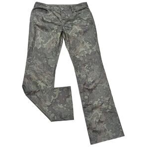 Y2K Express Camo Shiny Low Rise Bootcut Stretch Boho Grunge Pants 7/8 Disco Edgy